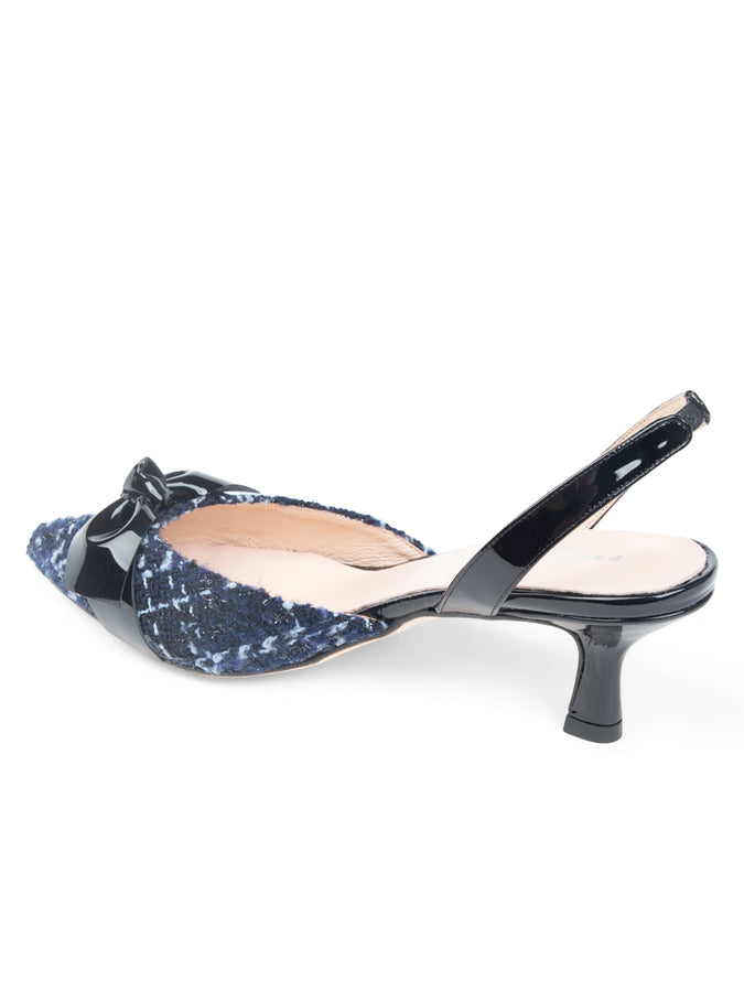 Patricia Green Patricia Green Women’s Paris Bow Slingback In Navy Tweed