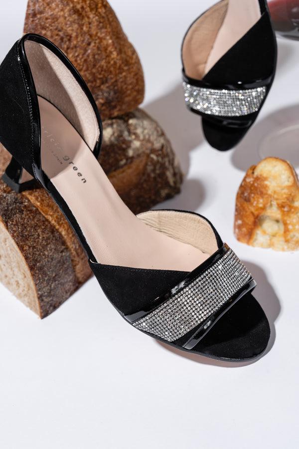 Patricia Green Patricia Green Women’s Parker D'Orsay Kitten Heel Sandal In Black Crystal