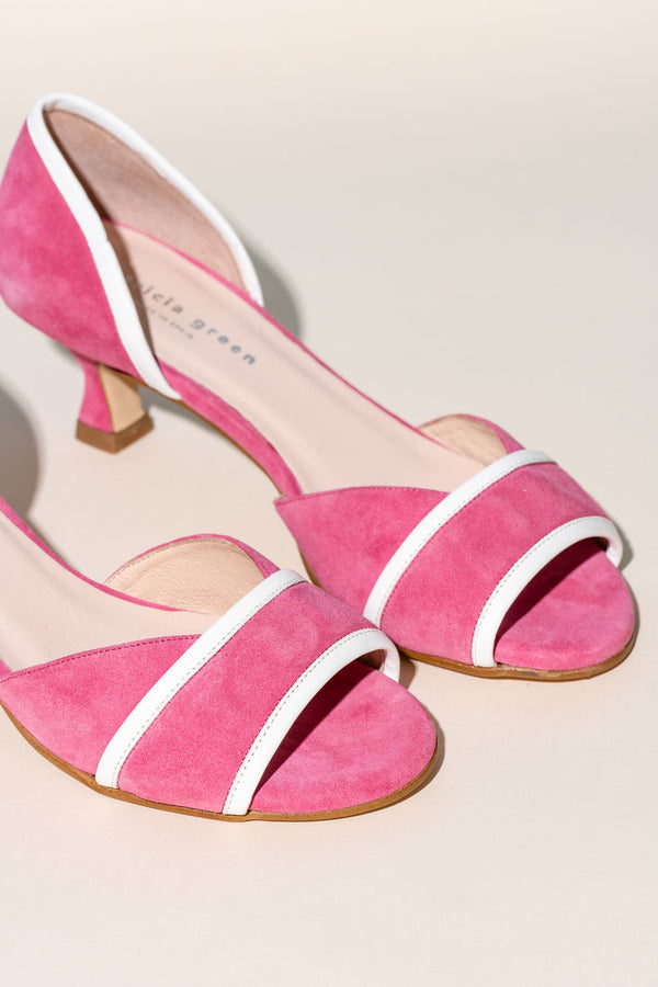 Patricia Green Patricia Green Women’s Parker D'orsay Kitten Heel Sandal In Pink/White