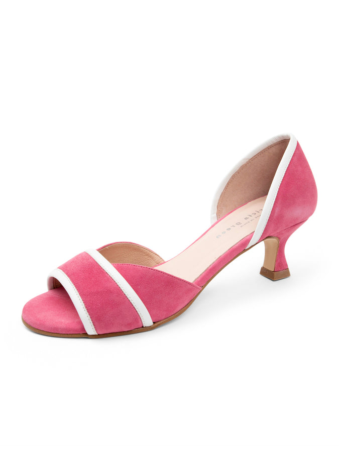 patricia green Patricia Green Women’s Parker D'orsay Kitten Heel Sandal in Pink/White