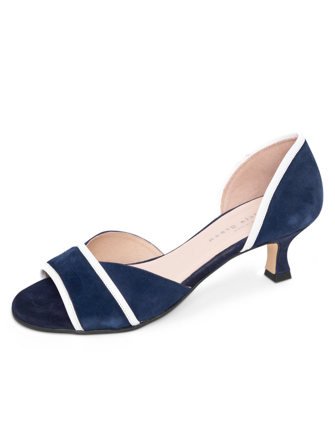 patricia green Patricia Green Women’s Parker d'Orsay Kitten Heel Sandal in Navy