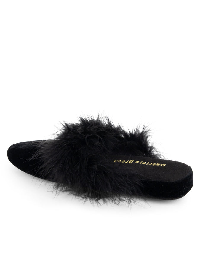 Patricia Green Patricia Green Women’s Party Velvet Feather Slippers In Black