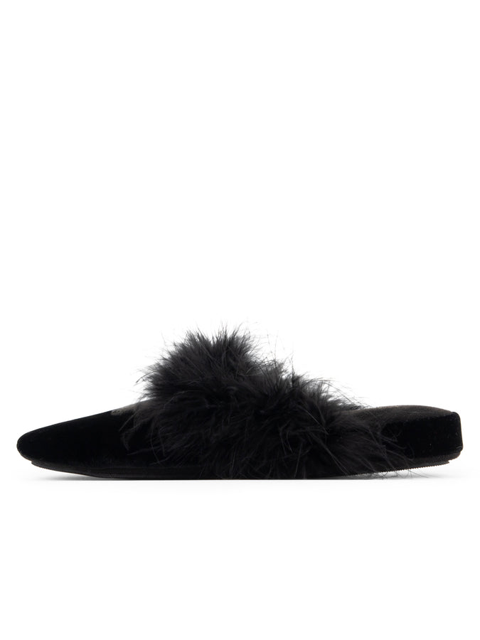Patricia Green Patricia Green Women’s Party Velvet Feather Slippers In Black