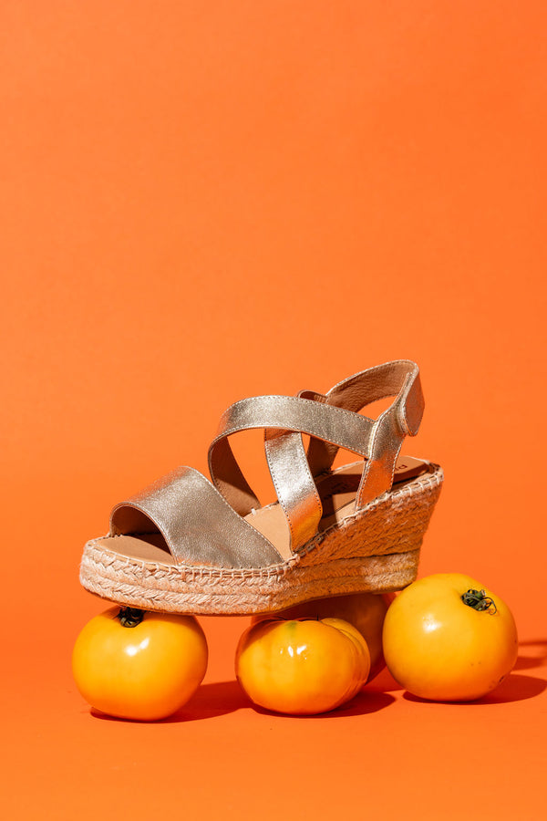 Patricia Green Patricia Green Women’s Penny Criss-Cross Espadrille In Gold Leather