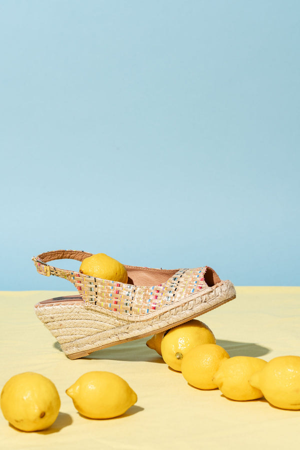 Patricia Green Patricia Green Women’s Peyton Peep Toe Slingback Espadrille In Raffia Rainbow