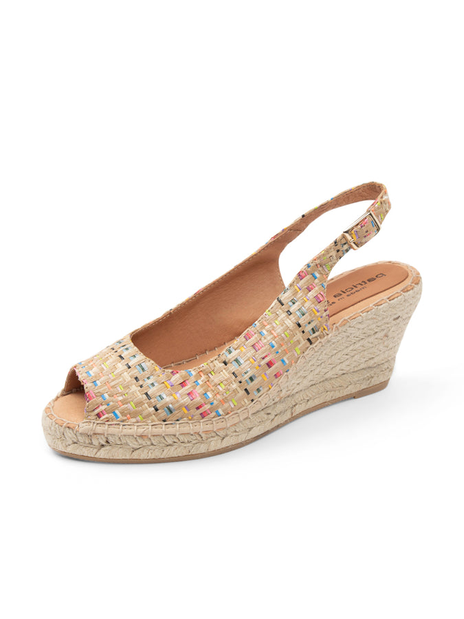 patricia green Patricia Green Women’s Peyton Peep Toe Slingback Espadrille in Raffia Rainbow