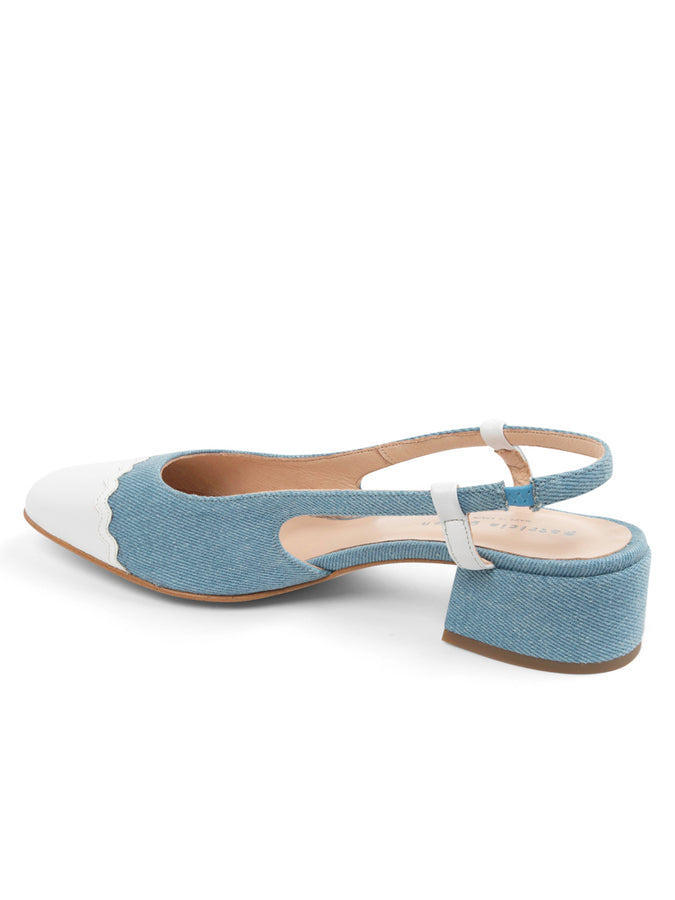 Patricia Green Patricia Green Women’s Preston Block Heel Slingback In Denim/White