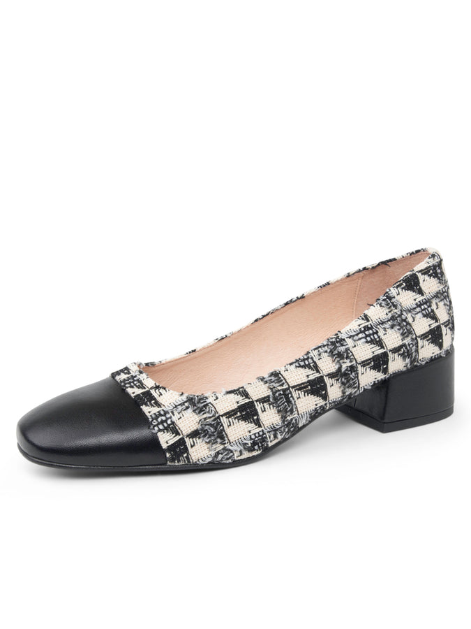 patricia green Patricia Green Women’s Preston Tweed Block Heel in Black/Cream Tweed