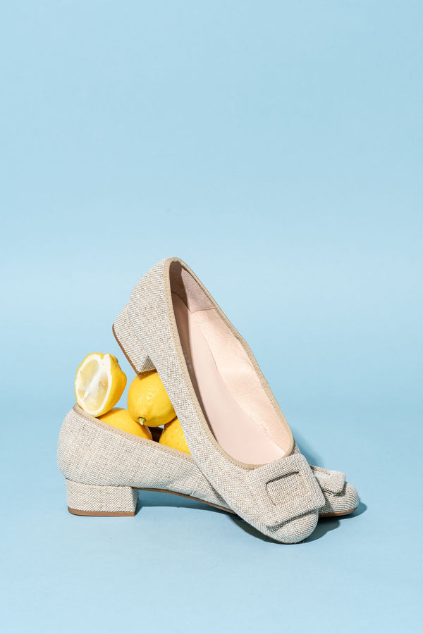 Patricia Green Patricia Green Women’s Riviera Block Heel Pump In Natural Linen