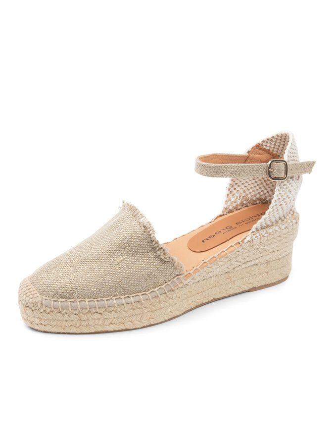 patricia green Patricia Green Women’s Sahara Closed Toe Espadrille in Natural Metallic