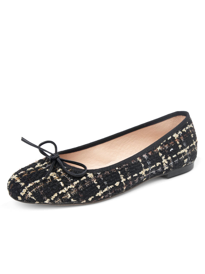 patricia green Patricia Green Women’s Skim Ballerina Flat in Black/Gold Tweed