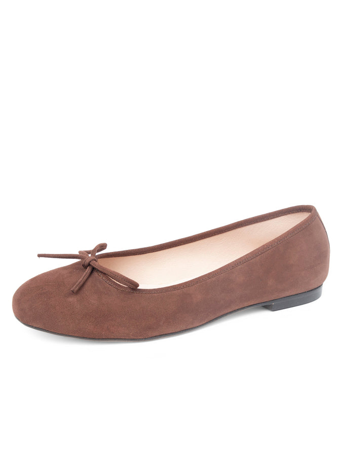 patricia green Patricia Green Women’s Skim Ballerina Flat in Chocolate Suede