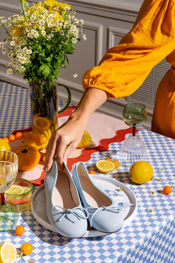 Patricia Green Patricia Green Women’s Skim Ballerina Flat In Sky Blue Perforated