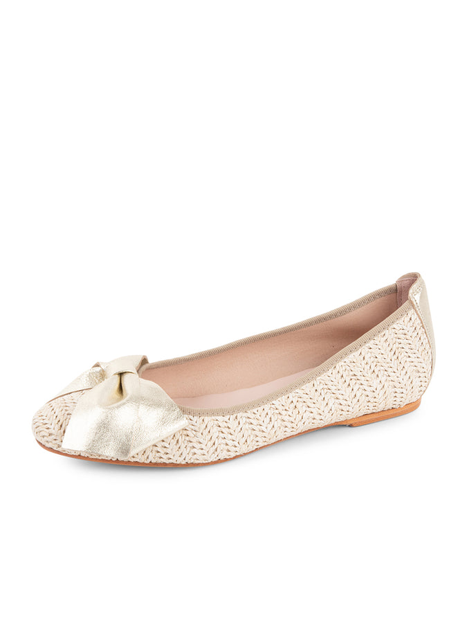 patricia green Patricia Green Women’s St. Tropez Raffia Ballet Flat in Gold