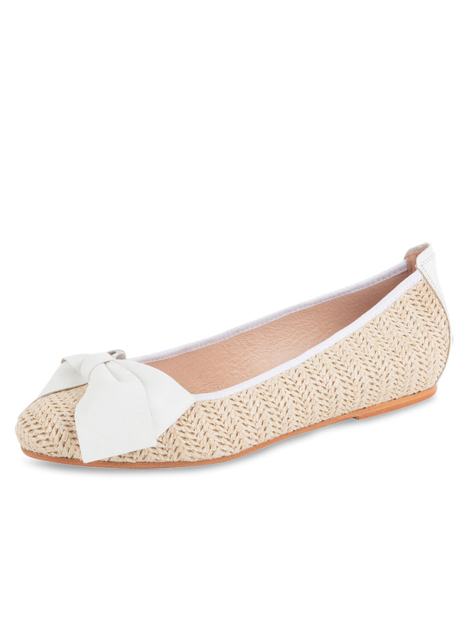 patricia green Patricia Green Women’s St. Tropez Raffia Ballet Flat in White