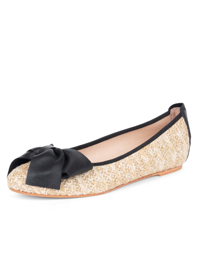 patricia green Patricia Green Women’s St. Tropez Raffia Ballet Flat in Black/Tan