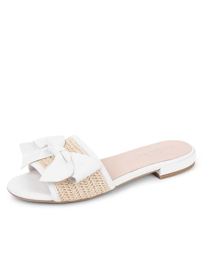 patricia green Patricia Green Women’s St. Tropez Raffia Slide Sandal in White
