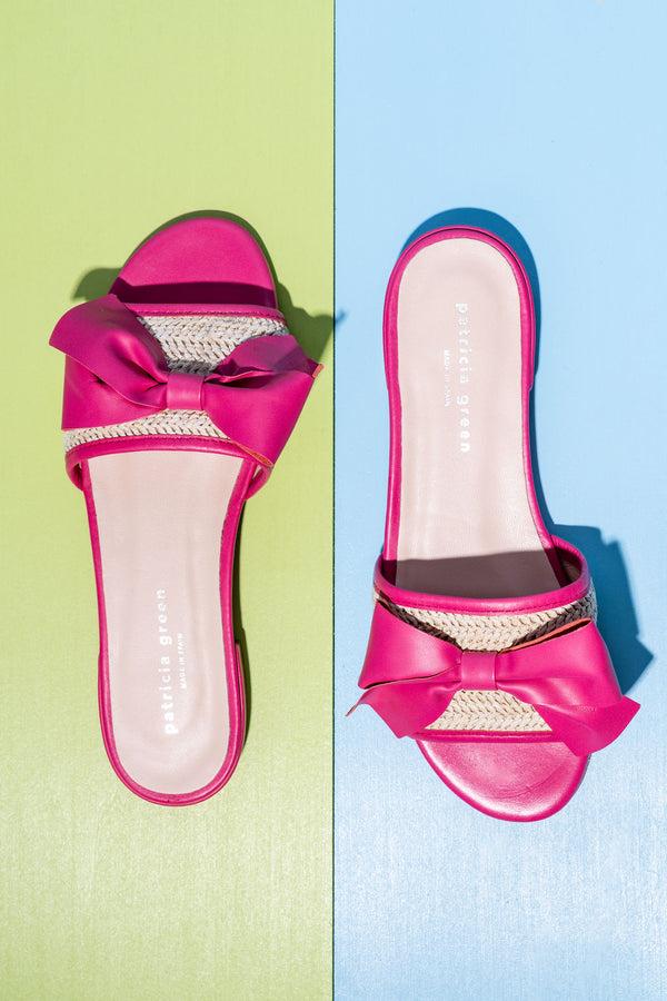 Patricia Green Patricia Green Women’s St. Tropez Raffia Slide Sandal In Hot Pink