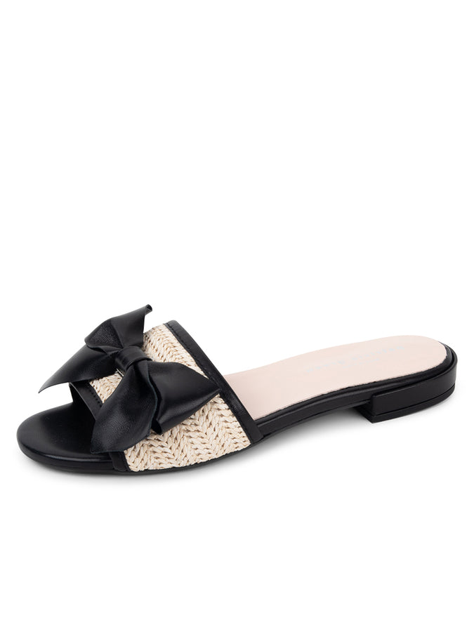 patricia green Patricia Green Women’s St. Tropez Raffia Slide Sandal in Black
