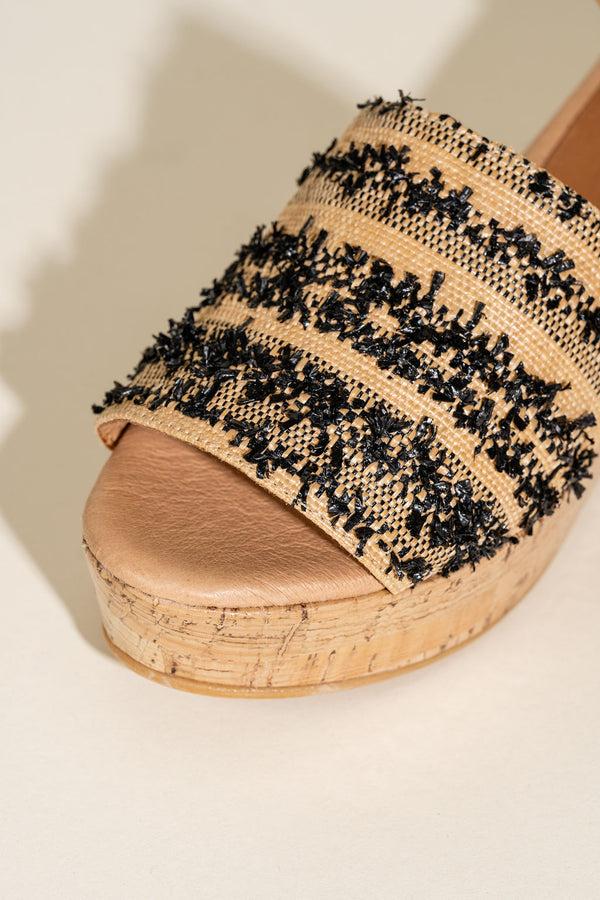 Patricia Green Patricia Green Women’s Sybil Platform Cork Slide In Nat/Black