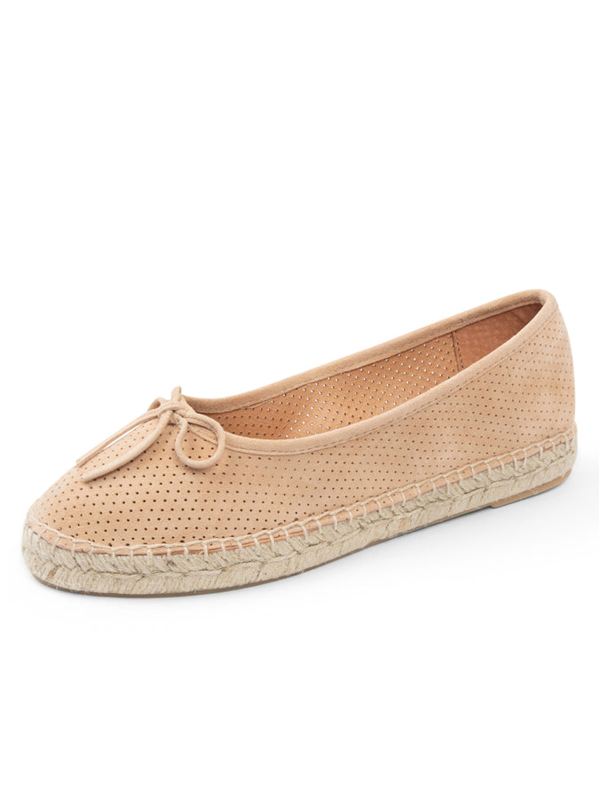 patricia green Patricia Green Women’s Sydney Ballet Flat Espadrille in Natural Perforated Suede