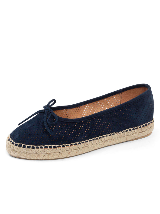 patricia green Patricia Green Women’s Sydney Ballet Flat Espadrille in Navy Perforated Suede