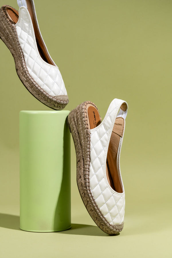Patricia Green Patricia Green Women’s Valencia Closed Toe Slingback Espadrille In White Quilted Leather