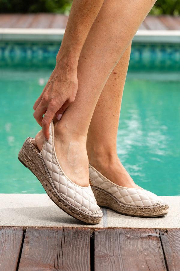Patricia Green Patricia Green Women’s Valencia Closed Toe Slingback Espadrille In Nude Quilted Leather