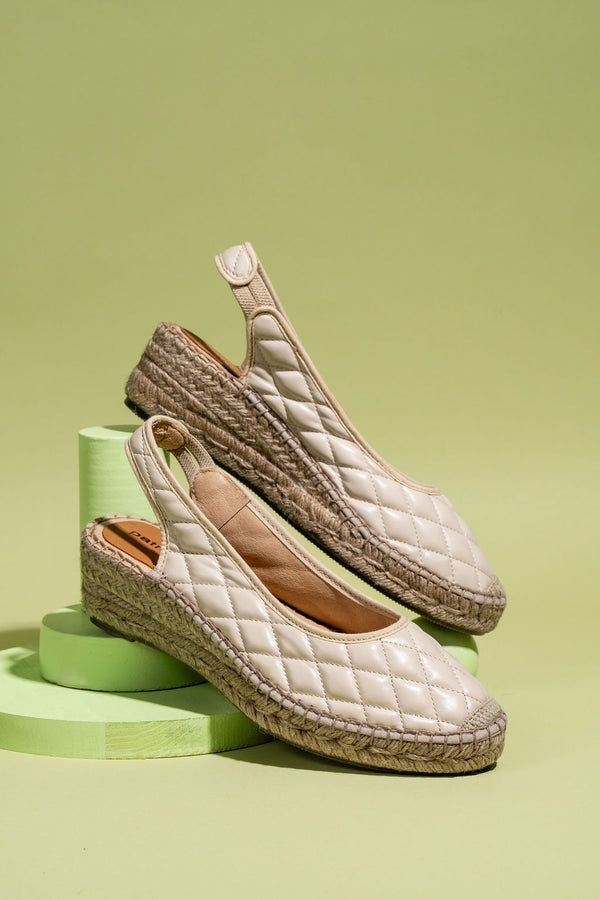 Patricia Green Patricia Green Women’s Valencia Closed Toe Slingback Espadrille In Nude Quilted Leather
