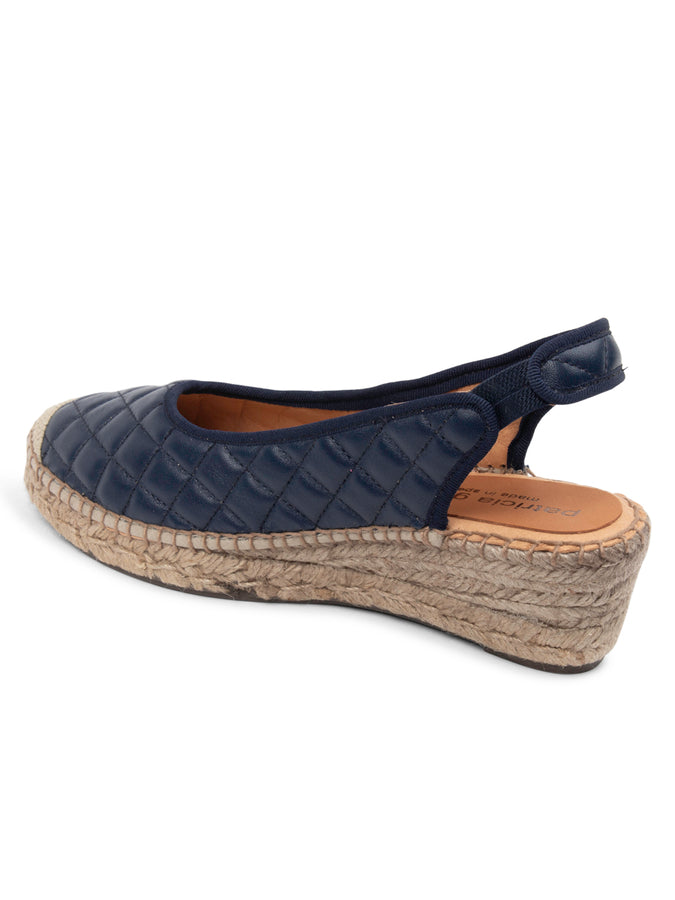 Patricia Green Patricia Green Women’s Valencia Closed Toe Slingback Espadrille In Navy Quilted Leather