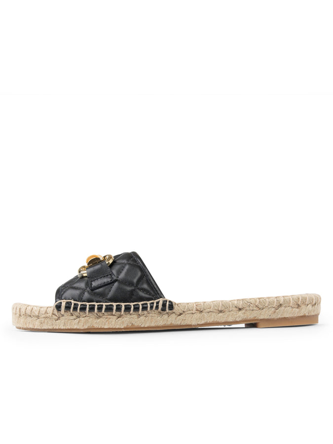 Patricia Green Patricia Green Women’s Veronica Quilted Flat Espadrille In Black Leather