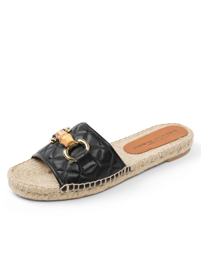 patricia green Patricia Green Women’s Veronica Quilted Flat Espadrille in Black Leather