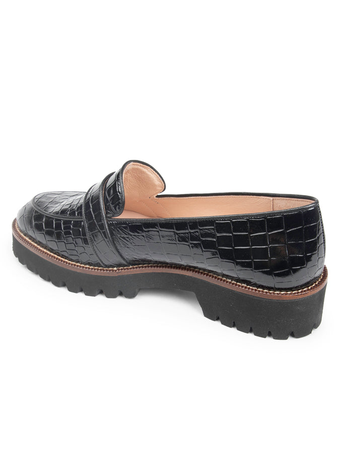 Patricia Green Patricia Green Women’s Vienna Lug Sole Loafer In Black Patent Croc