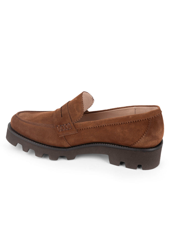 Patricia Green Patricia Green Women’s Vince Lug Sole Penny Loafer In Chocolate Suede