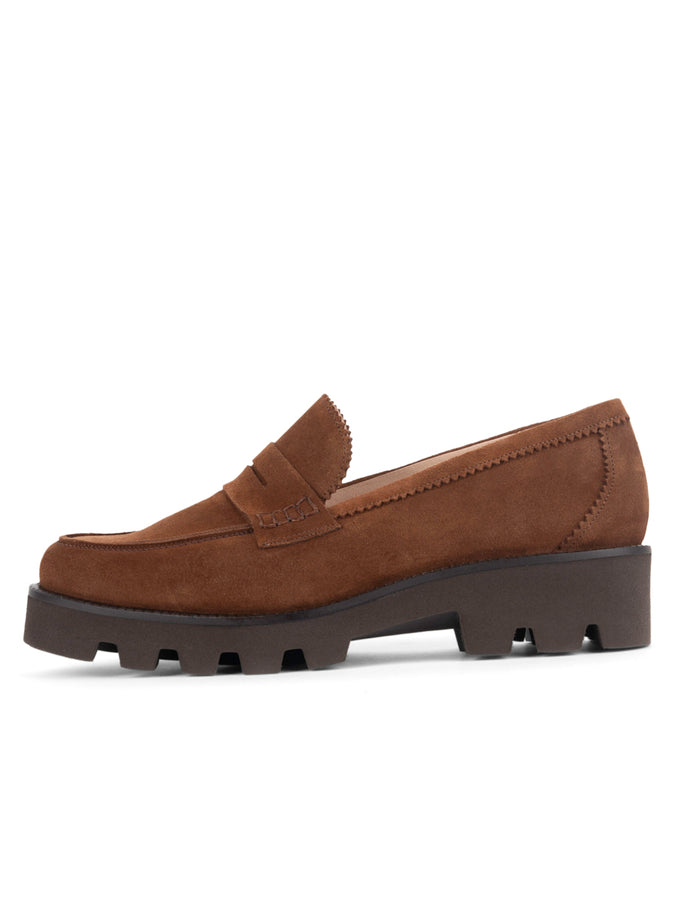 Patricia Green Patricia Green Women’s Vince Lug Sole Penny Loafer In Chocolate Suede