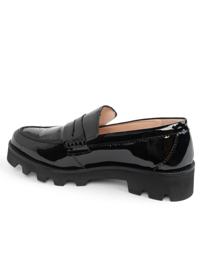 Patricia Green Patricia Green Women’s Vince Lug Sole Penny Loafer In Black Patent