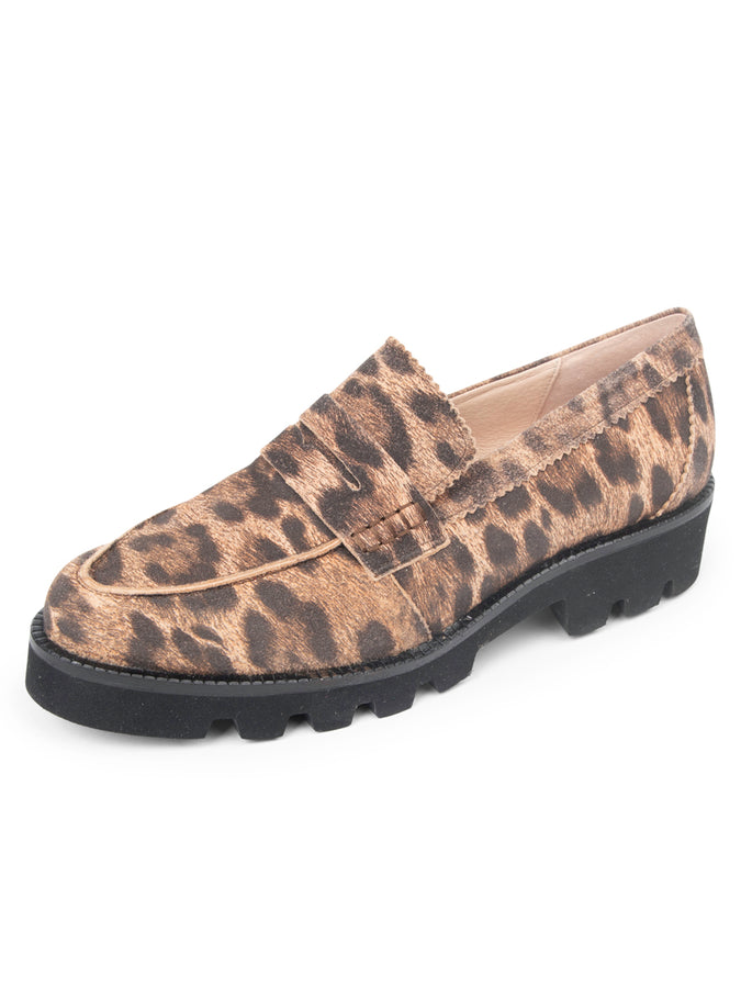 patricia green Patricia Green Women’s Vince Lug Sole Penny Loafer in Leopard Leather