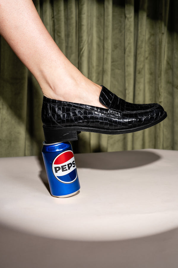 Patricia Green Patricia Green Women’s Vince Penny Loafer In Black Patent Croc