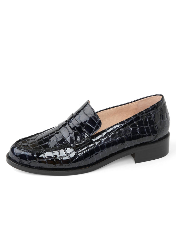patricia green Patricia Green Women’s Vince Penny Loafer in Black Patent Croc