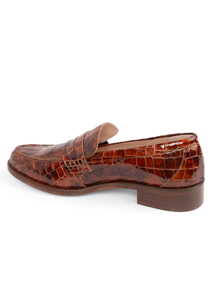 Patricia Green Patricia Green Women’s Vince Penny Loafer In Cognac Patent Croc