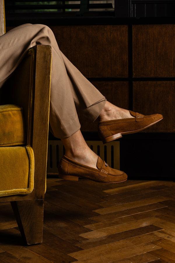 Patricia Green Patricia Green Women’s Vince Unlined Penny Loafer In Cognac Suede