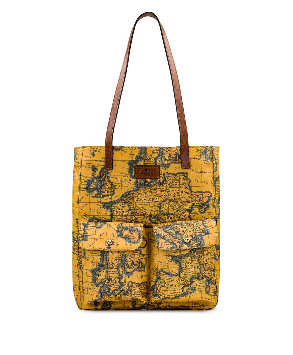 patricia nash Alina Tote Patina Coated Linen Canvas — European Map Print