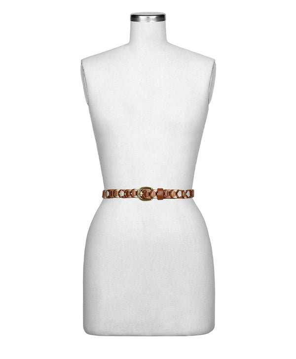 Patricia Nash Atina Chainlink Belt Latte Tan Naturale