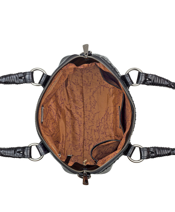 Patricia Nash Augusta Satchel Discovery Collection — Vintage Distressed Woven Leather