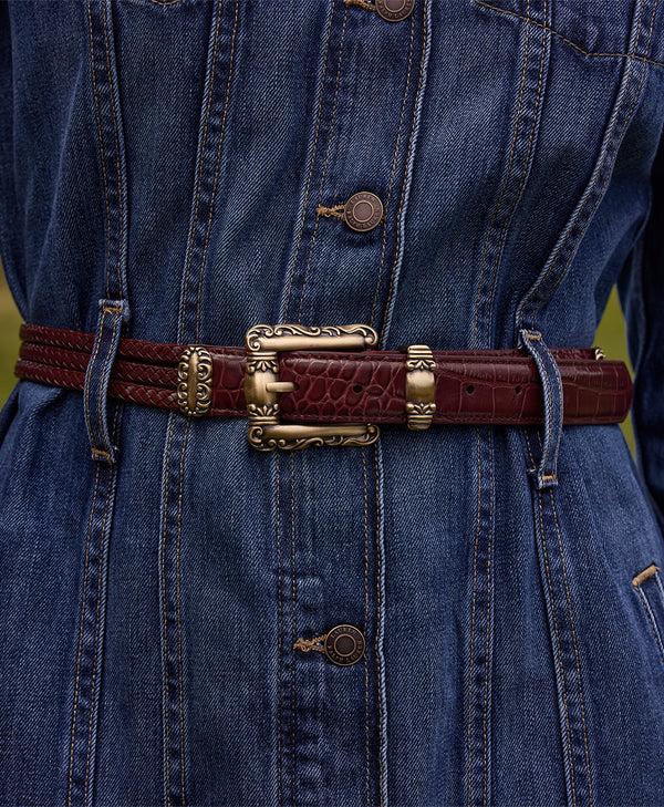 Patricia Nash Barni Belt Vintage Distressed Croc Leather ‑ Oxblood