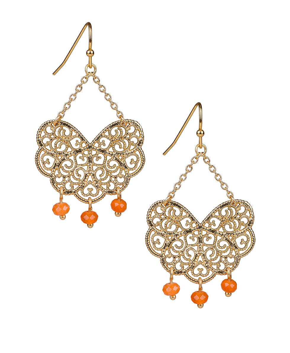 patricia nash Bead Drop Earrings Filigree and Flutter