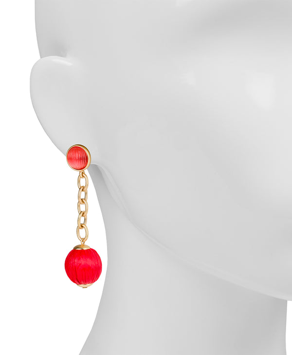 Patricia Nash Bead Drop On Chain Earrings Raffia Beaded