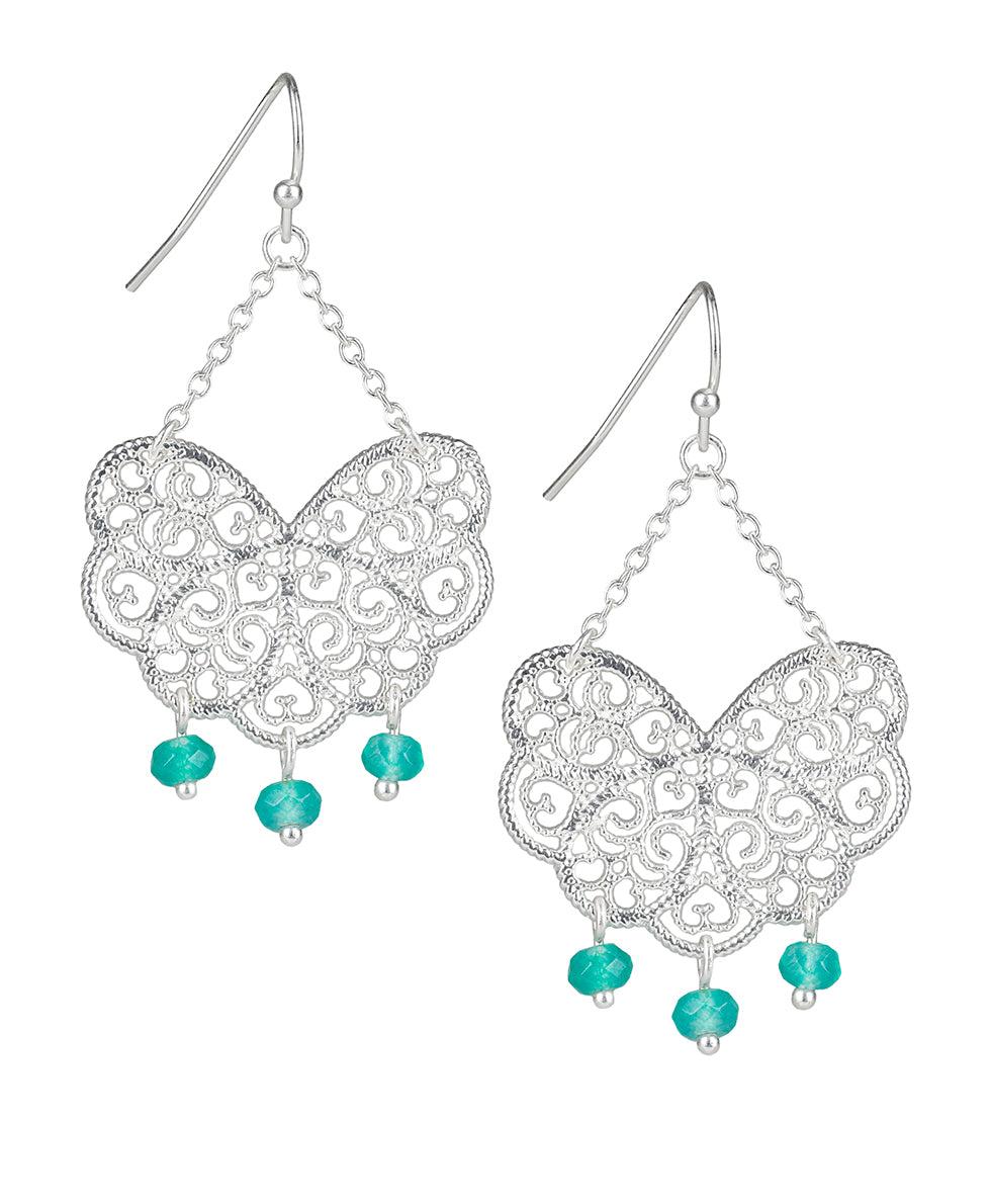 patricia nash Bead Wire Drop Earrings Filigree and Flutter