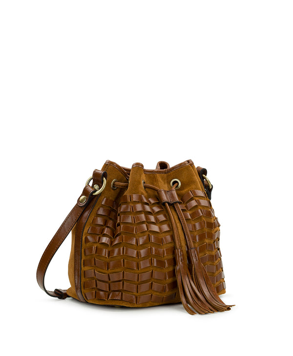 Patricia Nash Bellona Drawstring Bucket Suede Leather