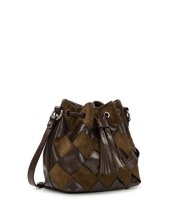 Patricia Nash Bellona Drawstring Suede Leather Weave